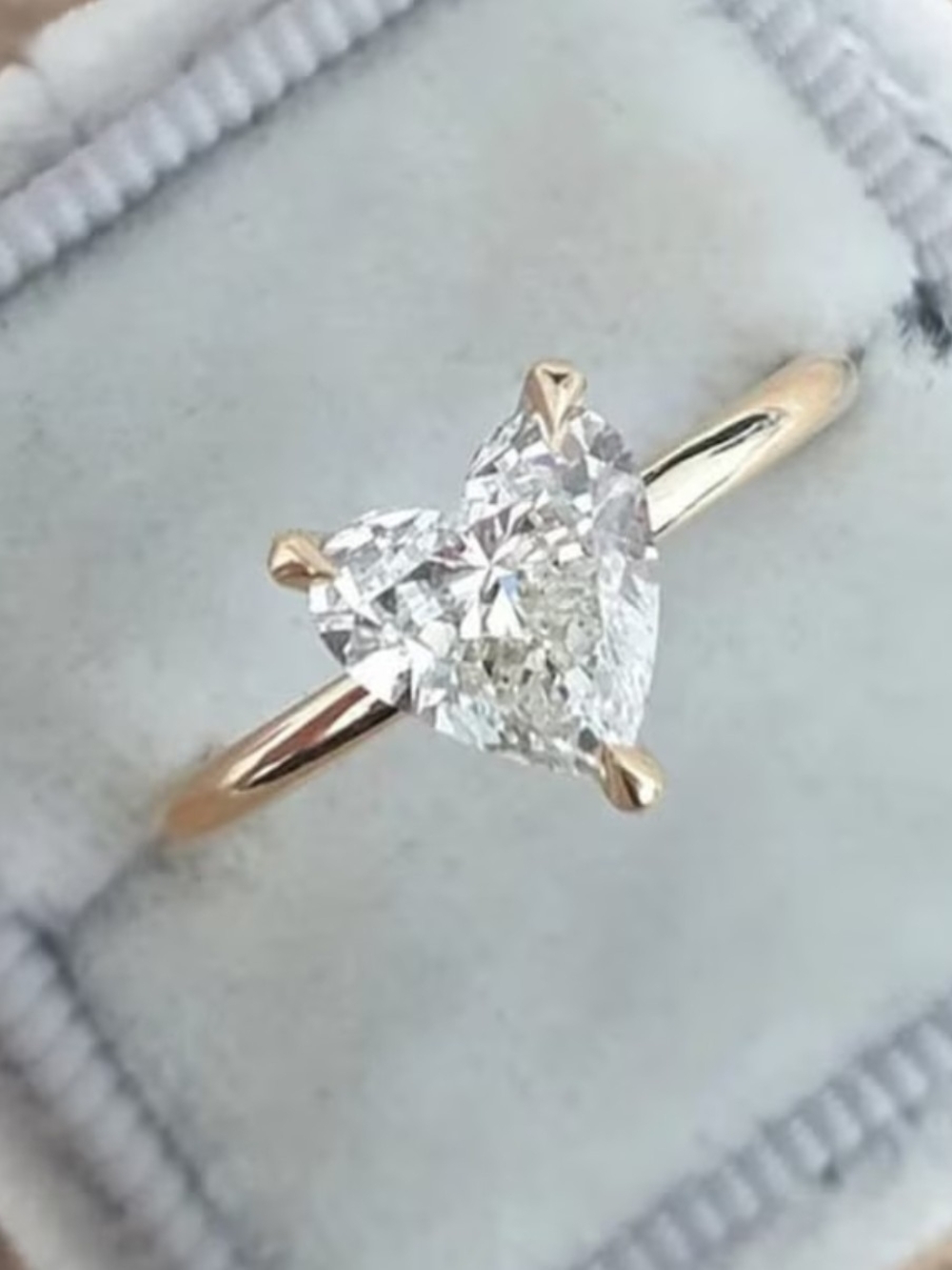 Heart-Shaped Diamond Solitaire Ring in Rose Gold